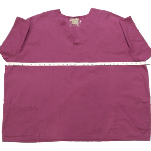 Lydia's Pro-Series Collection Scrub V-Neck Top Burgandy Size XL/2X - Picture 2 of 7
